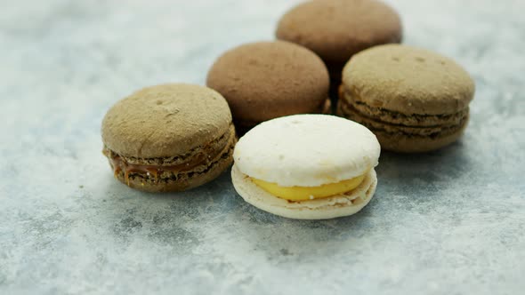 Delicious Macarons Pastries on Marble