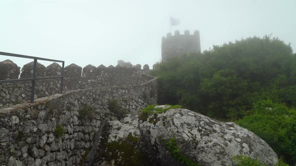 Wind Blows Heavy Mist on Tower of Moors Castle