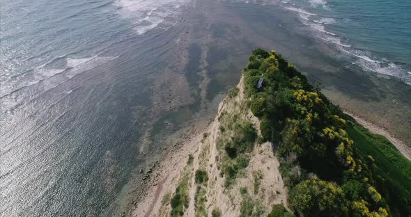 Aerial Panning Shot of the Cape of Rodon in Durres Albania