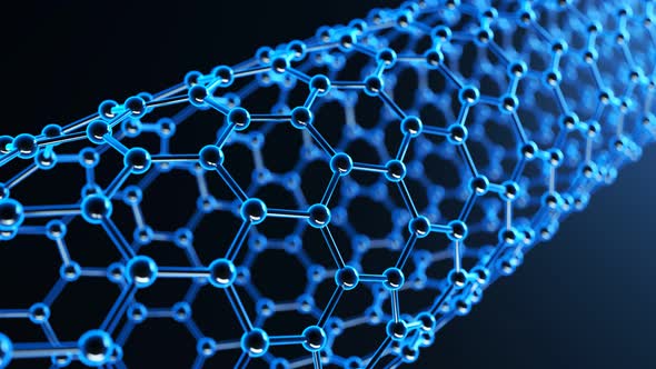 Blue nanotubes nanostructure loopable animation. Science research and technology