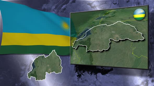 Rwanda Flag And Map Animation