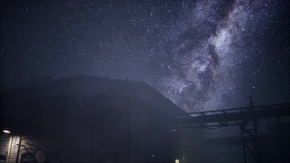 Milky Way Stars Above Abandoned Old Fatory