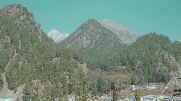 Mountain Ranges & Village View Seen from Uttarkashi-Gangotri Highway Road in 4K