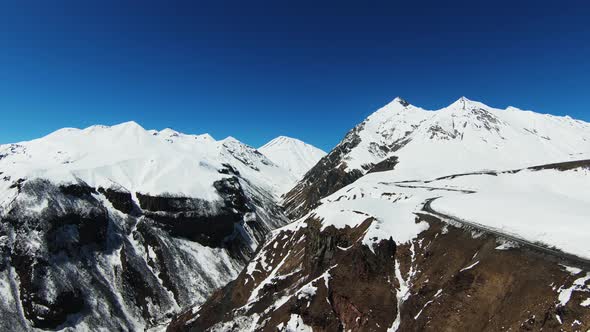 Gudauri Georgia Aerial View to the Snowing Mountagnes