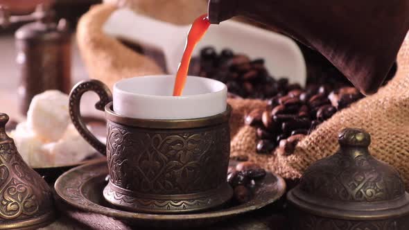 Traditional Turkish Coffee with Turkish Delight