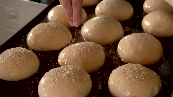 Baker Sprinkles Buns with Sesame Seeds