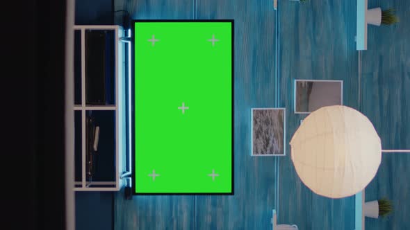 Vertical Video Empty Modern Room Designed with Green Screen