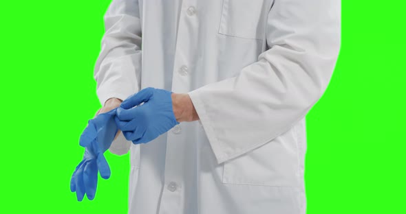 Caucasian male doctor on green screen background