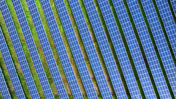 Top view of a solar power station. drone footage. 4k