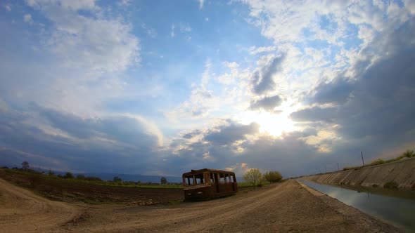 4k Timelapse Village Sun And Clouds