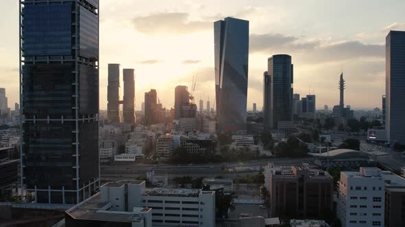 Drone shot of Center of TEL AVIV amazing 4k City View