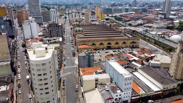 Municipal market medieval building at downtown Sao Paulo.