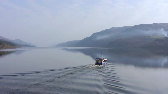 Nessie Tour Boat on Loch Ness Near Fort Augustus in Scotland
