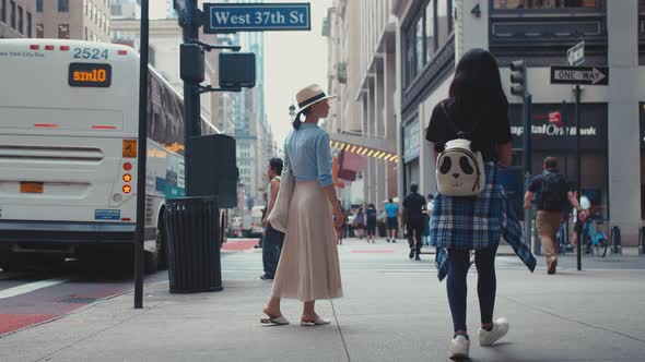 Young tourist at the crosswalk