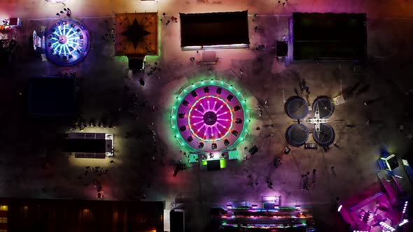 State fair at night time aerial view.