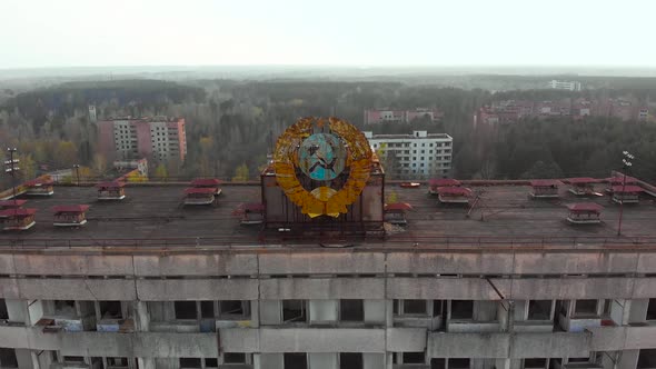 Soviet Coat of Arms on a Building in Pripyat