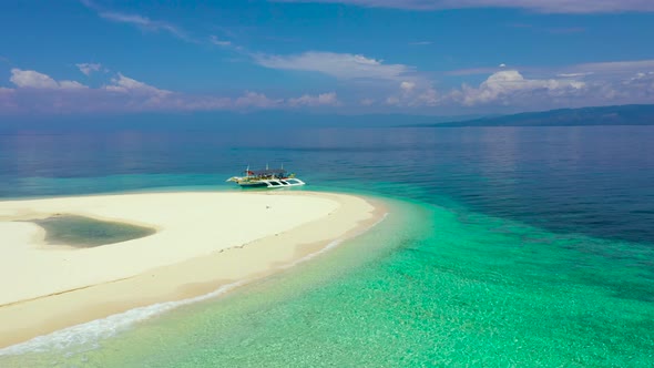 Summer Beach Landscape. Tropical Island View, Palm Trees with Amazing Blue Sea. Digyo Island