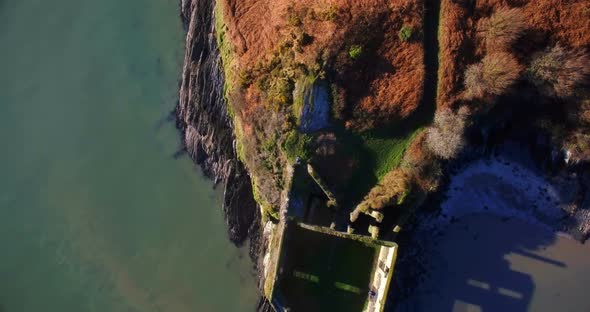 Aerial view of old ruin structure