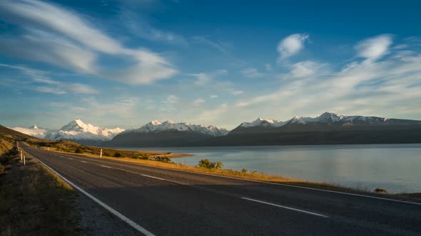 New Zealand Lake Pukaki scenic road