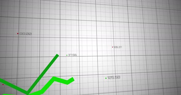 Animation of a green graph line on black grid on white background