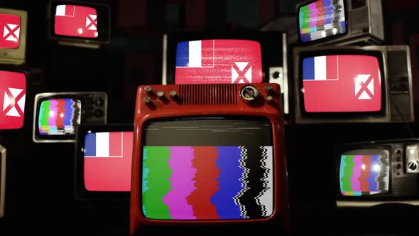 Flag of Wallis and Futuna (France) on a Retro TV Stack.