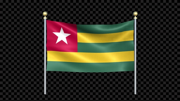 Togo Flag Waving In Double Pole Looped