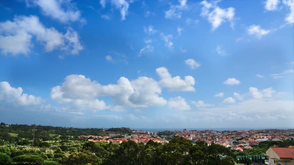 Blue Sky with Fully White Clouds Rolling 