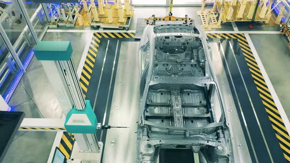 Unfinished Carcass of an Automobile in the Car-making Unit