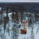 Aerial Top View of the Krimulda Evangelic Lutheran Church in Winter at Sunrise Latvia 4k Video - VideoHive Item for Sale