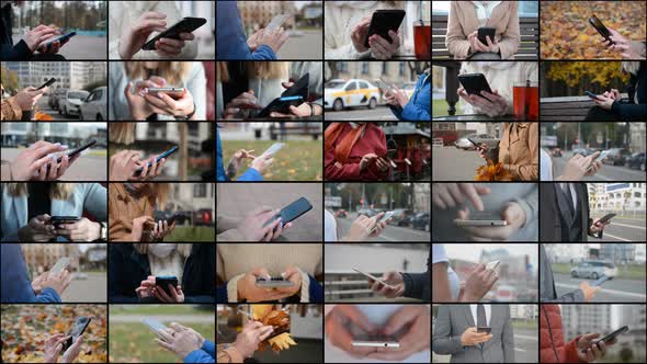 Addiction to Social Networks Concept People Uses Smartphone in Hand