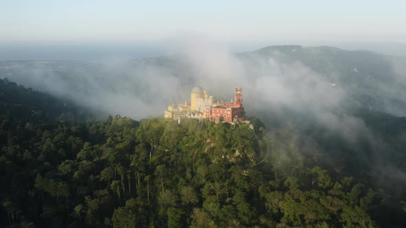 Aerial Footage of the Magnificent Palace Beyond Cloudy Skyline