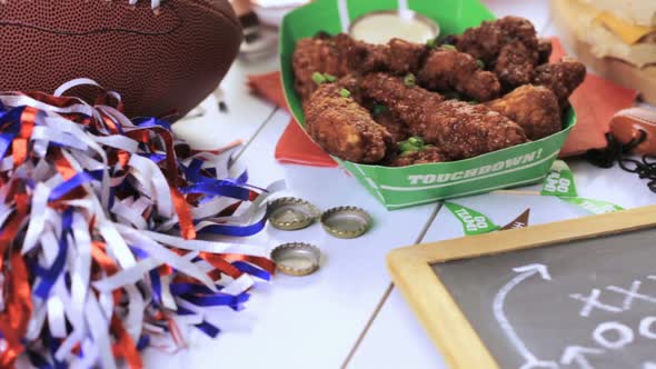 Snacks for watching a football game.