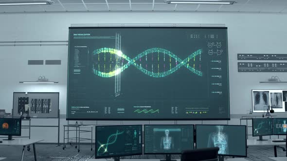 Scan Of Patients DNA In Medical Laboratory To Check Covid Influence On Genes alt