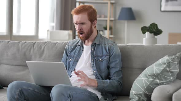 Loss Frustrated Creative Beard Man Working on Laptop