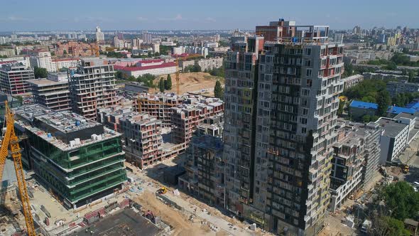 Drone Aerial View Modern Building Residential Complex Unit Home