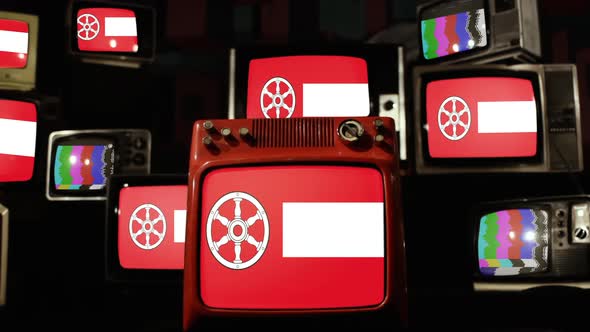 Flag of Erfurt, Germany, on Retro TVs.