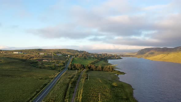 Aerial View of Lough Finn Lake Near Finntown in Co Donegal