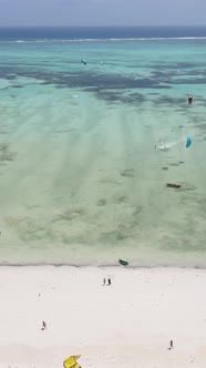 Vertical Video of the Beach on Zanzibar Island Tanzania