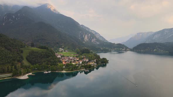 Unspeakable splendor of a lake ledro in dreamlike valley ledro in Trentino region (North Italy)