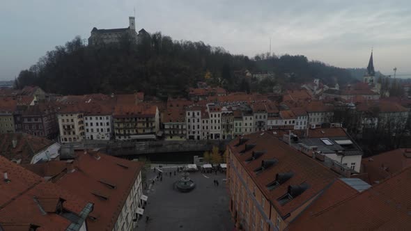 Aerial view of the New Square and the castle