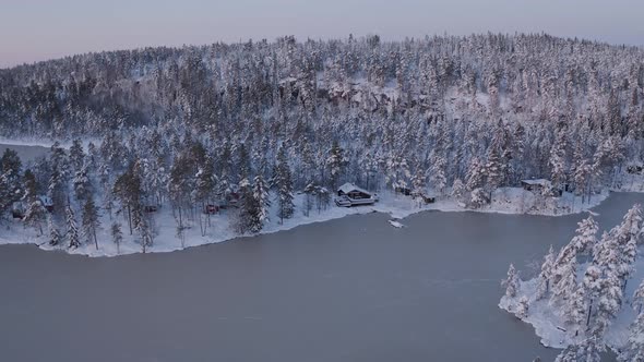 Snow White Landscape in an Ice River on a Winter Day. Norway