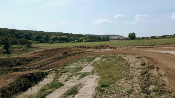 Aerial footage of motocross racing