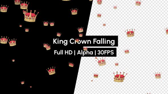 Golden Red King Crown Falling With Alpha