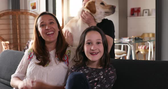 Family having video call