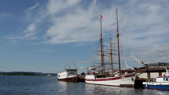 Harbor with boats in Oslo Norway