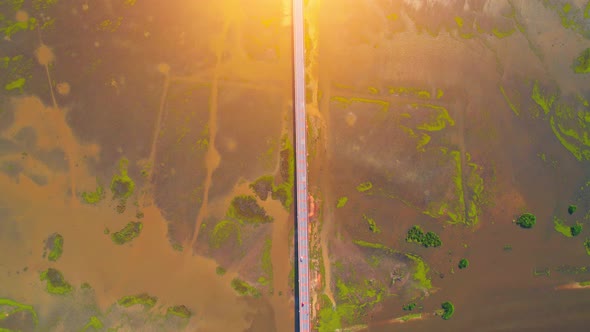 Aerial view over large wetlands in Thale Noi, Phatthalung, Thailand. 4K drone