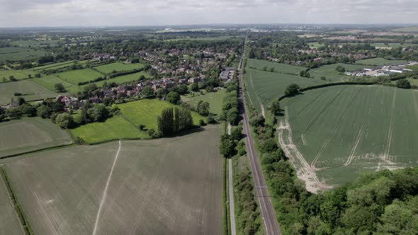 Hampton-In-Arden West Coast Main Line Train Station West Midlands UK Aerial View