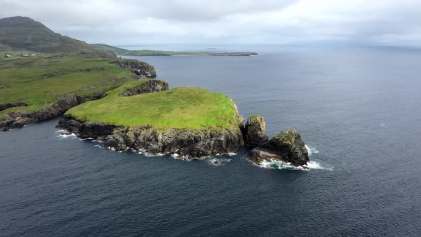 Aerial View of Teelin Bay in County Donegal on the Wild Atlantic Way in Ireland