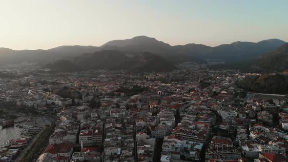 Marmaris / Turkey. Flying a Quadcopter High Above the City