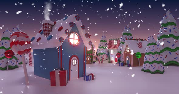 Animation of a snowy icy during Christmas alt